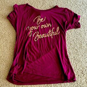 New great cond Upparel “be your own beautiful” purple and gold shirt. Size XL